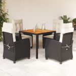 Set mobilier de grădină cu perne, 5 piese, negru, poliratan GartenMobel Dekor