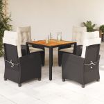 Set mobilier de grădină cu perne, 5 piese, negru, poliratan GartenMobel Dekor