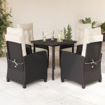 Set mobilier de grădină cu perne, 5 piese, negru, poliratan GartenMobel Dekor