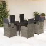 Set mobilier de grădină cu perne, 7 piese, gri, poliratan GartenMobel Dekor