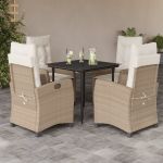 Set mobilier de grădină cu perne, 5 piese, bej, poliratan GartenMobel Dekor