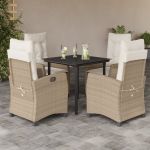 Set mobilier de grădină cu perne, 5 piese, bej, poliratan GartenMobel Dekor