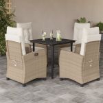 Set mobilier de grădină cu perne, 5 piese, bej, poliratan GartenMobel Dekor
