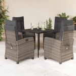 Set mobilier de grădină cu perne, 5 piese, gri, poliratan GartenMobel Dekor