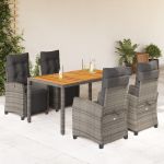 Set mobilier de grădină cu perne, 5 piese, gri, poliratan GartenMobel Dekor