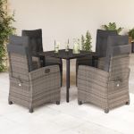 Set mobilier de grădină cu perne, 5 piese, gri, poliratan GartenMobel Dekor