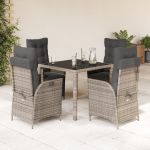 Set mobilier de grădină cu perne, 5 piese, gri, poliratan GartenMobel Dekor