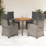 Set mobilier de grădină cu perne, 5 piese, gri, poliratan GartenMobel Dekor