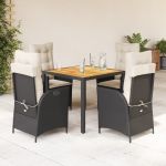 Set mobilier de grădină cu perne, 5 piese, negru, poliratan GartenMobel Dekor