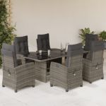 Set mobilier de grădină cu perne, 7 piese, gri, poliratan GartenMobel Dekor