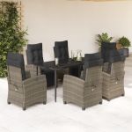 Set mobilier de grădină cu perne, 7 piese, gri, poliratan GartenMobel Dekor