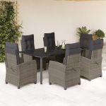 Set mobilier de grădină cu perne, 7 piese, gri, poliratan GartenMobel Dekor