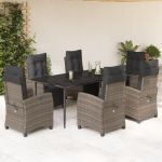 Set mobilier de grădină cu perne, 7 piese, gri, poliratan GartenMobel Dekor