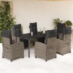 Set mobilier de grădină cu perne, 7 piese, gri, poliratan GartenMobel Dekor