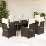 Set mobilier de grădină cu perne, 7 piese, maro, poliratan GartenMobel Dekor