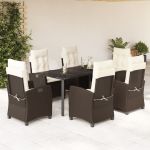 Set mobilier de grădină cu perne, 7 piese, maro, poliratan GartenMobel Dekor