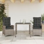 Set mobilier de grădină cu perne, 3 piese, gri, poliratan GartenMobel Dekor