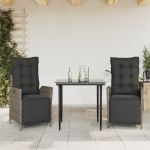 Set mobilier de grădină cu perne, 3 piese, gri, poliratan GartenMobel Dekor