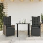 Set mobilier de grădină cu perne, 3 piese, gri, poliratan GartenMobel Dekor