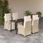 Set mobilier de grădină cu perne, 5 piese, bej, poliratan GartenMobel Dekor