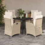 Set mobilier de grădină cu perne, 5 piese, bej, poliratan GartenMobel Dekor