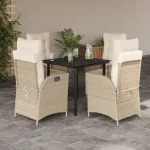 Set mobilier de grădină cu perne, 5 piese, bej, poliratan GartenMobel Dekor