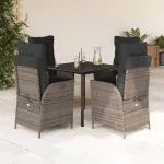 Set mobilier de grădină cu perne, 5 piese, gri, poliratan GartenMobel Dekor