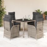 Set mobilier de grădină cu perne, 5 piese, gri, poliratan GartenMobel Dekor