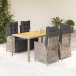 Set mobilier de grădină cu perne, 5 piese, gri, poliratan GartenMobel Dekor