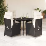 Set mobilier de grădină cu perne, 5 piese, negru, poliratan GartenMobel Dekor