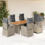 Set mobilier de grădină cu perne, 7 piese, gri, poliratan GartenMobel Dekor
