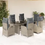Set mobilier de grădină cu perne, 7 piese, gri, poliratan GartenMobel Dekor