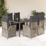 Set mobilier de grădină cu perne, 7 piese, gri, poliratan GartenMobel Dekor