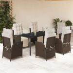 Set mobilier de grădină cu perne, 7 piese, maro, poliratan GartenMobel Dekor