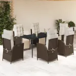 Set mobilier de grădină cu perne, 7 piese, maro, poliratan GartenMobel Dekor