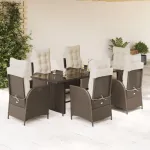 Set mobilier de grădină cu perne, 7 piese, maro, poliratan GartenMobel Dekor