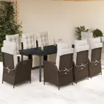 Set mobilier de grădină cu perne, 9 piese, maro, poliratan GartenMobel Dekor