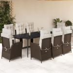 Set mobilier de grădină cu perne, 9 piese, maro, poliratan GartenMobel Dekor