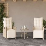 Scaun de grădină rabatabil cu suport picioare,2 buc., poliratan GartenMobel Dekor