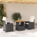 Set mobilier de grădină cu perne, 3 piese, negru, poliratan GartenMobel Dekor