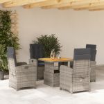 Set mobilier de grădină cu perne, 5 piese, gri, poliratan GartenMobel Dekor