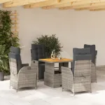Set mobilier de grădină cu perne, 5 piese, gri, poliratan GartenMobel Dekor