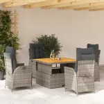 Set mobilier de grădină cu perne, 5 piese, gri, poliratan GartenMobel Dekor