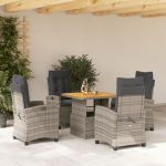 Set mobilier de grădină cu perne, 5 piese, gri, poliratan GartenMobel Dekor