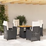 Set mobilier de grădină cu perne, 5 piese, negru, poliratan GartenMobel Dekor