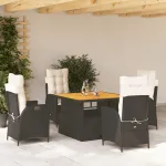 Set mobilier de grădină cu perne, 5 piese, negru, poliratan GartenMobel Dekor