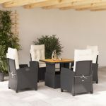 Set mobilier de grădină cu perne, 5 piese, negru, poliratan GartenMobel Dekor