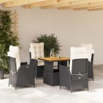 Set mobilier de grădină cu perne, 5 piese, negru, poliratan GartenMobel Dekor