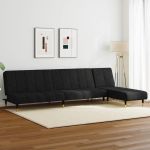 Set canapea 2 piese, negru, catifea GartenMobel Dekor