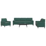 Set canapele cu perne/rulouri, 3 piese, verde închis, catifea GartenMobel Dekor